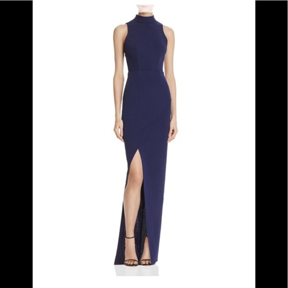 Barbarino Australia Navy High Neck Dress with Slit